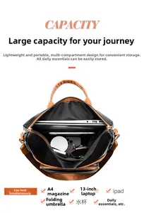 Top view of large capacity black backpack showing storage for laptop and essentials