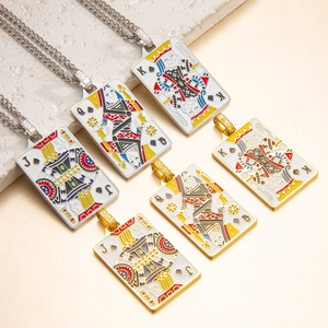 PVD 18K vergoldete Poker-Halsketten mit Pik K, Q, J Anhängern in Gold und Silber