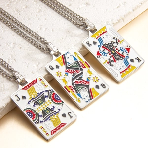 PVD 18K vergoldete Edelstahl-Pokerhalsketten mit Jack-, Queen- und King-Motiven in Silber