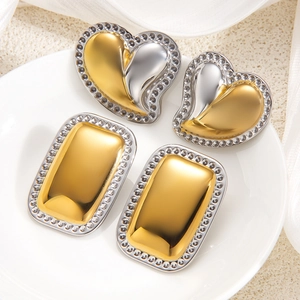 Elegante PVD 18k Herz und Rechteck Ohrringe mit funkelnden Kristallen für Damen