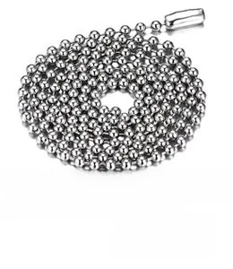 Polished silver stainless steel ball chain coil for pet tags and pendant necklaces