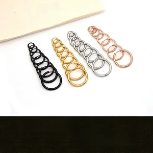 Titanium steel hoop earring set in black, gold, silver, rose gold with six diverse sizes