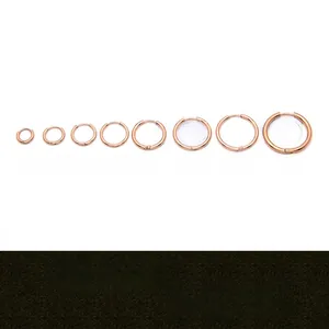 Set of 8 rose gold stainless steel hoop earrings sized from 6mm to 20mm in diameter