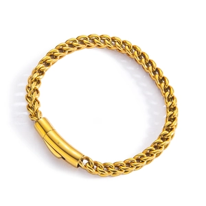 Bracelet pour homme en acier inoxydable plaqué or 18k avec chaîne queue de renard