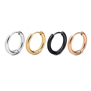 Stainless Steel Round Hoop Earrings High Polished Hinged Clasp Punk Hip Hop Minimalist Classic Jewelry Women Men