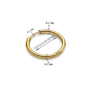Golden stainless steel hoop earrings with 2.5mm thickness in various sizes from 8-20mm