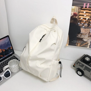 Creamy white minimalist large capacity backpack with front zipper for school and travel