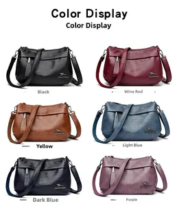 Aperçu détaillé des sacs à bandoulière en cuir en six coloris avec logo métal