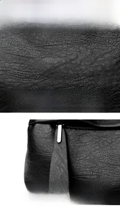 Détail du cuir à motif litchi et de la fermeture éclair argentée du sac à bandoulière