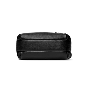 Sac à bandoulière élégant en cuir noir texturé avec fermeture éclair métallique de qualité