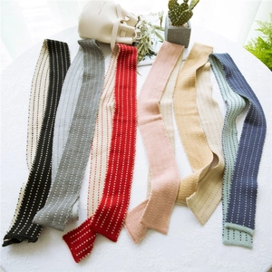 Striped knit scarf for women with small dot texture and various color options