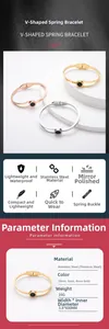 Bracelets à ressort en trois couleurs: argent, or et or rose en acier inoxydable