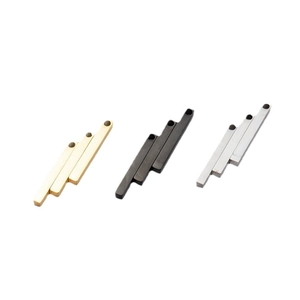 Polished stainless steel rectangular bar pendants in gold, black, and silver for DIY jewelry