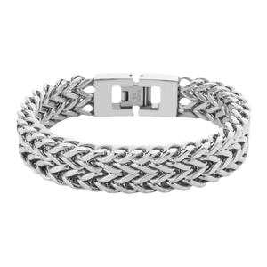 Men's vintage double layer stainless steel Cuban link bracelet with box clasp