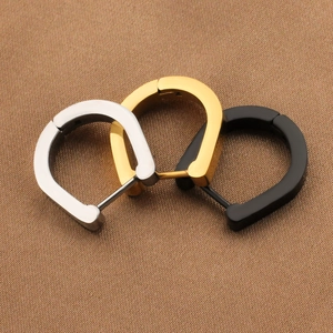 U-Shaped Hoop Earrings Stainless Steel Polished Minimalist Geometric Horseshoe Huggie Jewelry For Men Women
