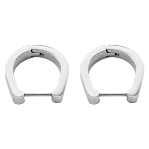 Sleek U-shaped silver stainless steel hoop earrings with polished minimalist finish