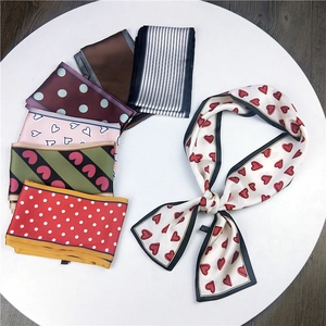 Fashion Twilly Scarf Long Skinny Necktie Satin Like Polyester Heart Polka Dot Print Hair Ribbon Bag Decor Accessories