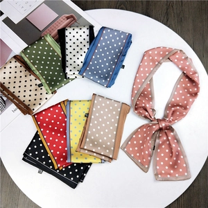 Polka Dot Long Narrow Scarf Simulated Satin Satin Ribbon For Handbag Handle Hair Tie Elegant French Style Accessories Women