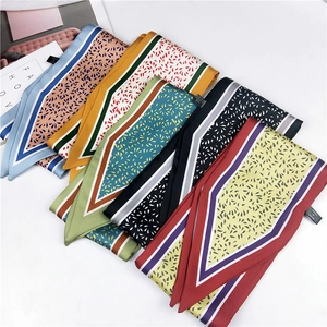 Polyester skinny silk scarves with floral patterns in multiple vibrant colors for women