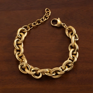 Minimalist 18k gold plated stainless steel chunky link chain bracelet for men and women