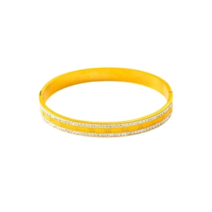 Bracelet luxueux en acier doré avec chiffres romains et double rangée de cristaux