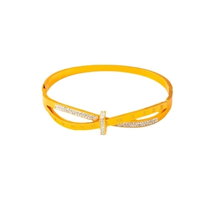 Bracelet jonc doré avec chiffres romains et accents de zircone cubique sertis