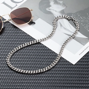 Collier Maille Cubaine Acier Inoxydable Chaîne Épaisse Polie Hip Hop Streetwear Bijoux Pour Hommes Femmes