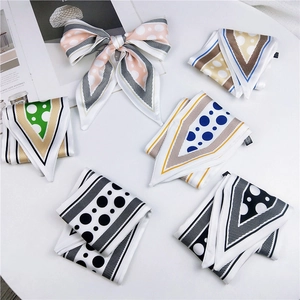 Polka Dot Narrow Scarf For Women Polyester Satin Geometric Print Twilly Handbag Handle Ribbon Hair Tie Neck Scarf