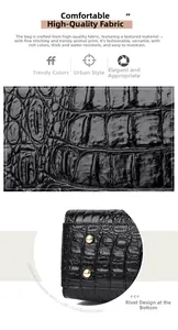 Détail de la texture cuir crocodile noir imperméable et des rivets métalliques de base