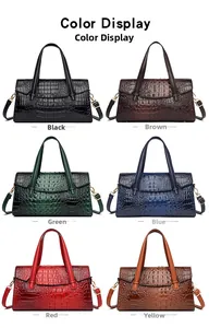 Présentation détaillée des sacs à main en cuir crocodile en six couleurs variées