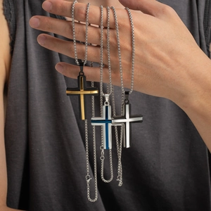 Collana Con Ciondolo A Croce In Acciaio Inossidabile Punk Hip Hop Gioielli In Stile Religioso Minimalista Per Uomini E Donne