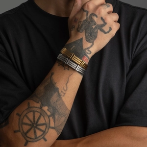 Stainless Steel Cable Bangle 18K Gold Plated Industrial Twisted Wire Bracelet For Men Retro High Street Style
