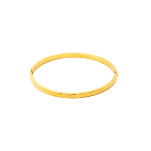 Minimalist 18K gold plated titanium bangle with hammered finish and hinge clasp