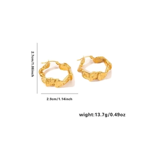 Boucles d'oreilles créoles en acier plaqué or 18k avec texture de lave irrégulière