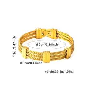 Luxurious 18K gold plated titanium steel braided bracelet featuring five decorative spacer beads