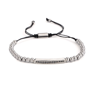 Set di bracciali a corona in acciaio al titanio regolabili con zirconi neri