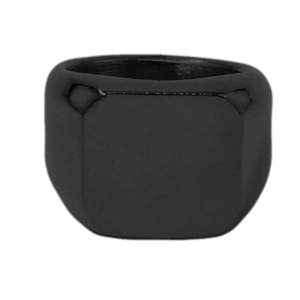 Anello con sigillo quadrato nero minimalista da uomo in acciaio inossidabile