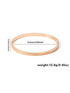 Detail view of 18k gold plated stainless steel bangle with dimensions and weight specs