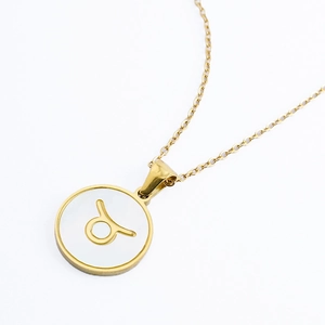Minimalist 18k gold plated stainless steel Taurus constellation shell pendant necklace