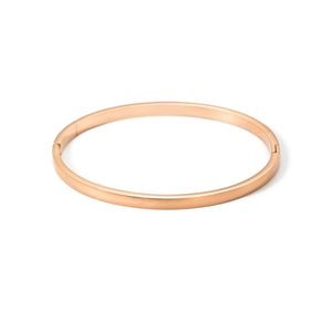 Minimalist 18k rose gold plated stainless steel bangle with a matte frosted finish