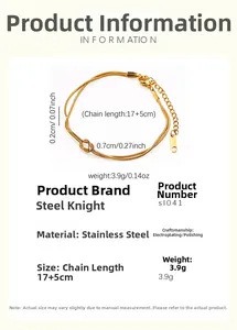 Détails du bracelet nœud en acier doré 18k avec longueur 17+5cm et poids de 3,9g