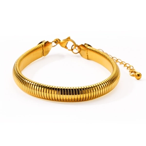 18k gold plated stainless steel snake bone chain bracelet with adjustable lobster clasp