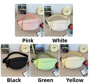 Comparación detallada de cinco colores: rosa, blanco, negro, verde y amarillo bolsos de nylon