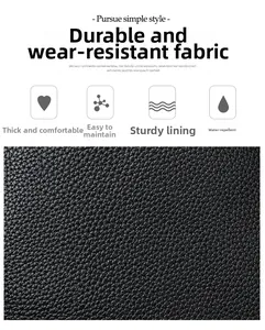 Detail of waterproof black pebble grain leather showing high-quality textured finish