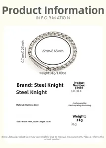 Dettagli del bracciale a catena veneziana in acciaio inossidabile argento 7mm x 22cm