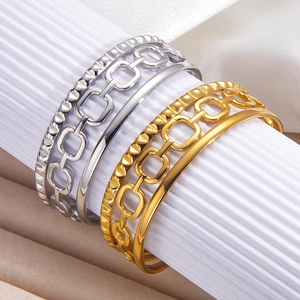 Vintage geometrische hohle C-förmige Armreifen aus Gold und Silber Edelstahl
