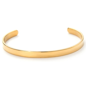 Polished 18k gold plated stainless steel C-shaped open cuff bracelet for women