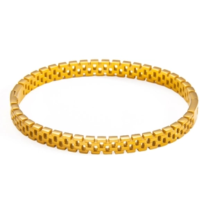 Minimalist 18k gold plated stainless steel honeycomb hollow mesh bangle for women