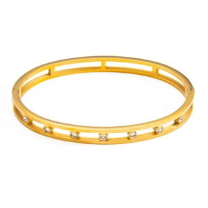 Minimalist 18k gold plated hollow bracelet with sparkling crystals for women fashion