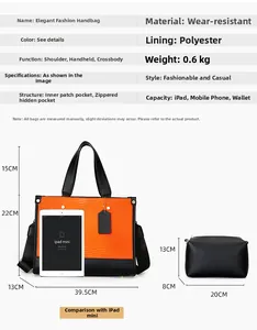 Guide des tailles pour grand sac cabas et pochette avec dimensions détaillées